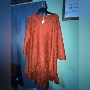 Celeste Orange Textured Tunic